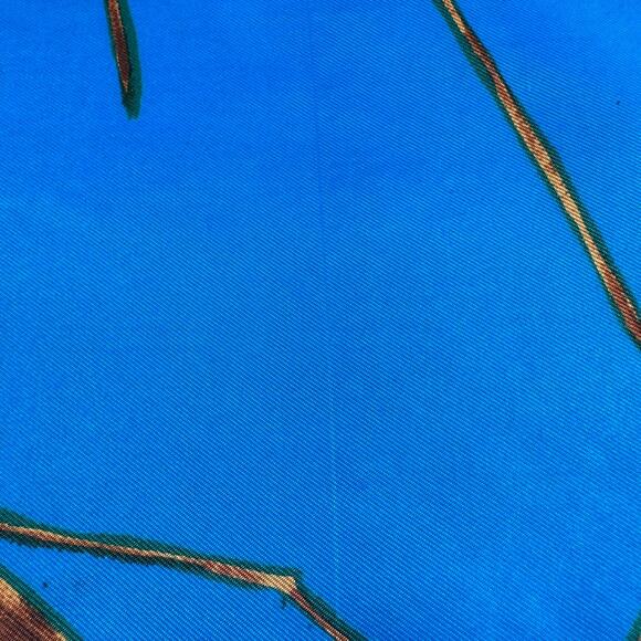 Vintage Jacqmar Floral Scarf Blue Brown Daisy Print Square 29x29 Polyester - Picture 9 of 10